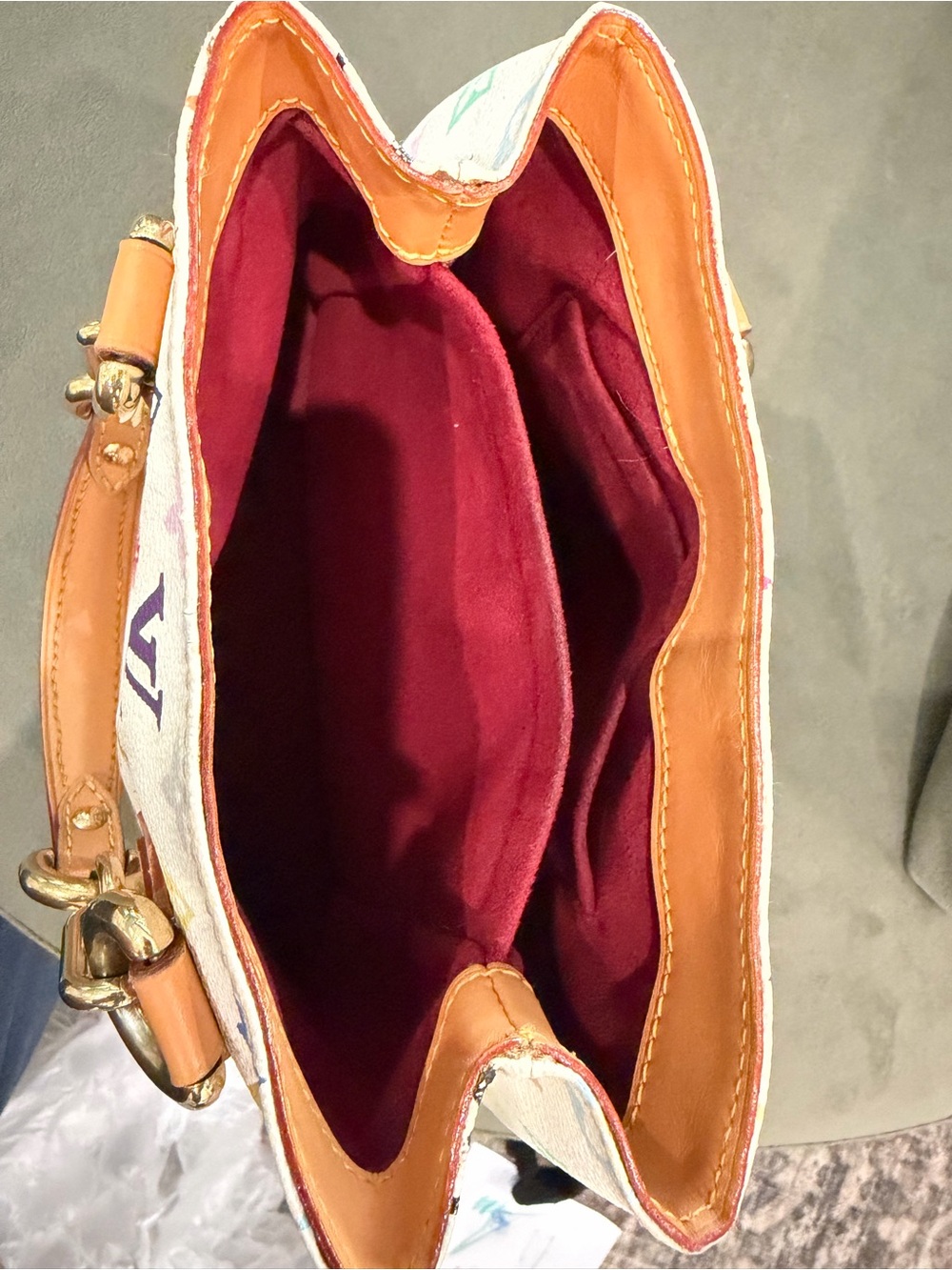 Good Auth Louis Vuitton Audra Monogram Multicolor Handbag White - Picture 13 of 13